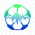 比分网官方Logo - 蓝色科技感设计的足球与数据图表结合图标